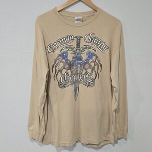 Vintage Orange County Choppers‎ Long Sleeve Shirt XL Beige USA 2004